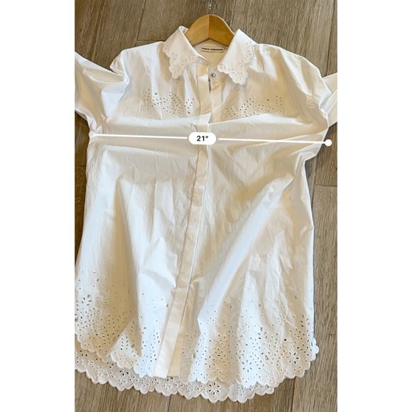 PACO RABANNE EMBROIDERED EYELET COTTON BUTTON-UP SHIRT size 38 - Picture 9 of 11